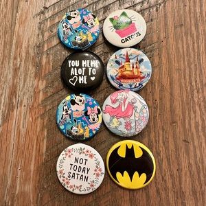 Button pins Hot Topic NWT lot of 8 Disney Harry Potter Batman mermaid